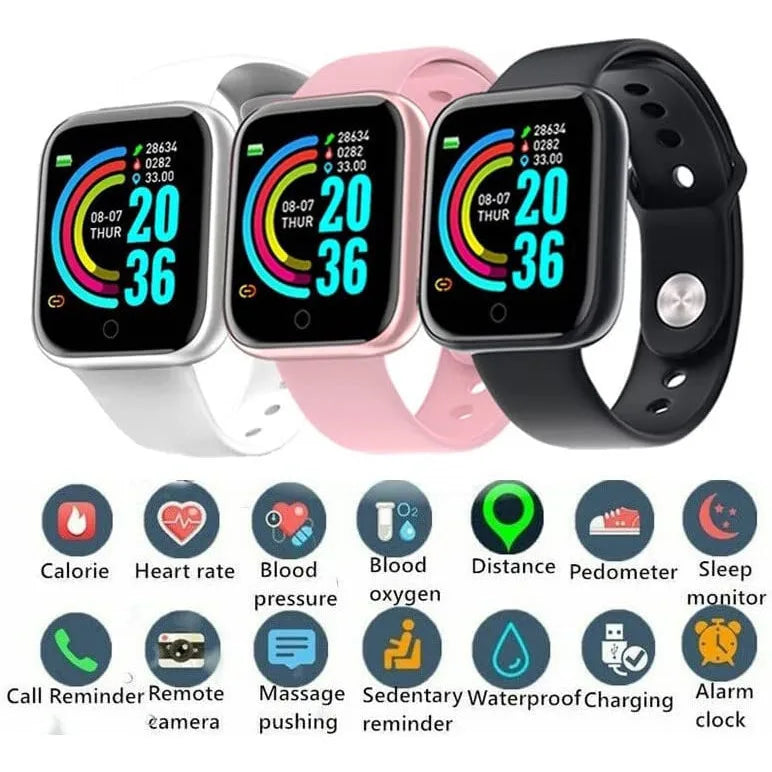 Smartwatch D20 - Relógio Inteligente y68 Esportivo Bluetooth Android/iOS - Com foto Na Tela