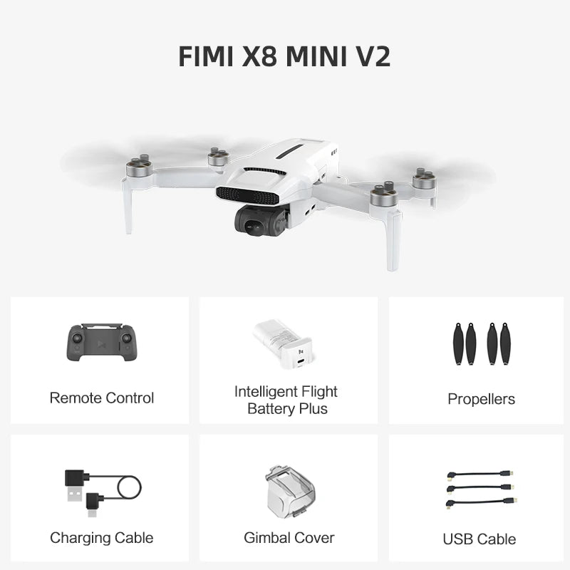 Drone FIMI X8 Pro com Sensor CMOS de 1/1.3", Câmera Profissional 4K com Gimbal de 3 Eixos, Detecção de Obstáculos, Alcance de Transmissão de 15KM, GPS