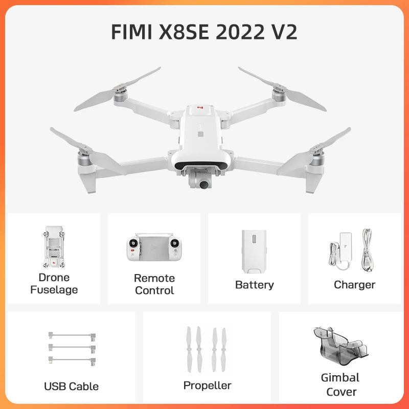 Drone FIMI X8 Pro com Sensor CMOS de 1/1.3", Câmera Profissional 4K com Gimbal de 3 Eixos, Detecção de Obstáculos, Alcance de Transmissão de 15KM, GPS