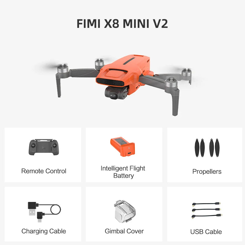 Drone FIMI X8 Pro com Sensor CMOS de 1/1.3", Câmera Profissional 4K com Gimbal de 3 Eixos, Detecção de Obstáculos, Alcance de Transmissão de 15KM, GPS