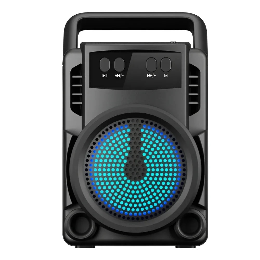 Caixa de Som Portátil Bluetooth com LED Rádio FM USB e SD Musica