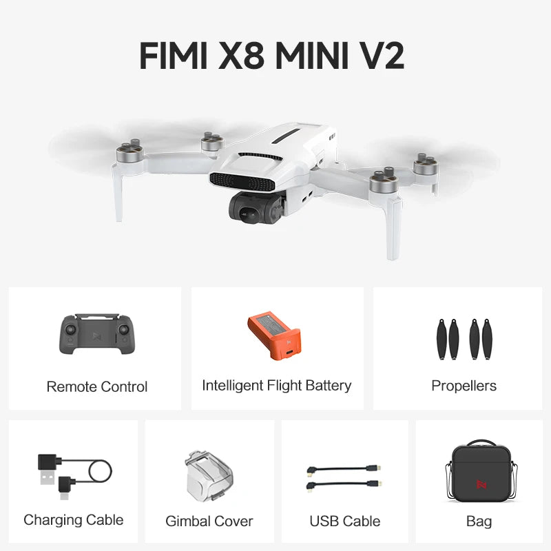 Drone FIMI X8 Pro com Sensor CMOS de 1/1.3", Câmera Profissional 4K com Gimbal de 3 Eixos, Detecção de Obstáculos, Alcance de Transmissão de 15KM, GPS