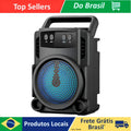 Caixa de Som Portátil Bluetooth com LED Rádio FM USB e SD Musica