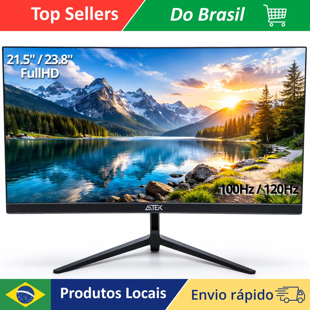 Monitor Gamer Full HD 21.5 Polegadas 23.8 Polegadas 1ms 100Hz 120Hz Entrada HDMI VGA Suporte VESA Compatível PC Console