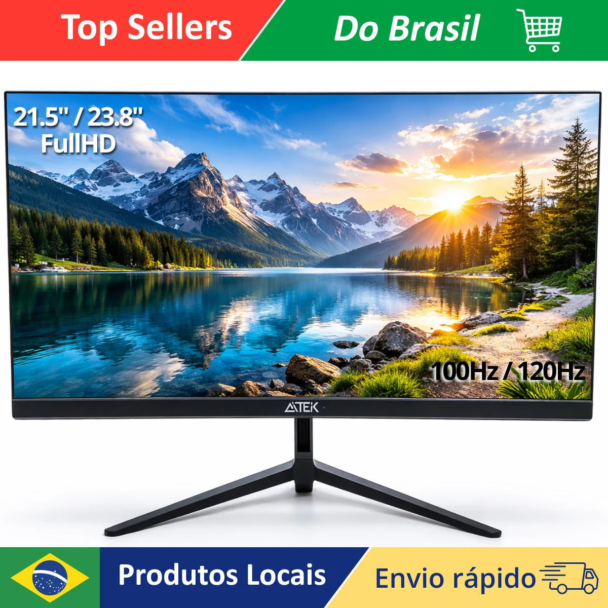 Monitor Gamer Full HD 21.5 Polegadas 23.8 Polegadas 1ms 100Hz 120Hz Entrada HDMI VGA Suporte VESA Compatível PC Console