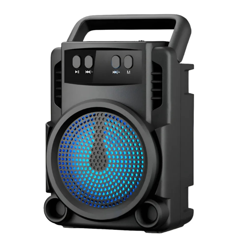 Caixa de Som Portátil Bluetooth com LED Rádio FM USB e SD Musica