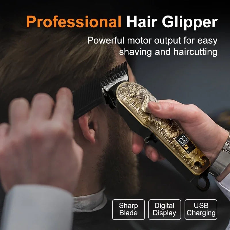 Máquina De Cortar Cabelo Metal Profissional Smart Lcd Barbeador Elétrico dedicada Sem Fio Para Homens salão de beleza