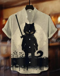 Camisa havaiana samurai masculina casual manga curta top roupas soltas moda retrô camisa de verão