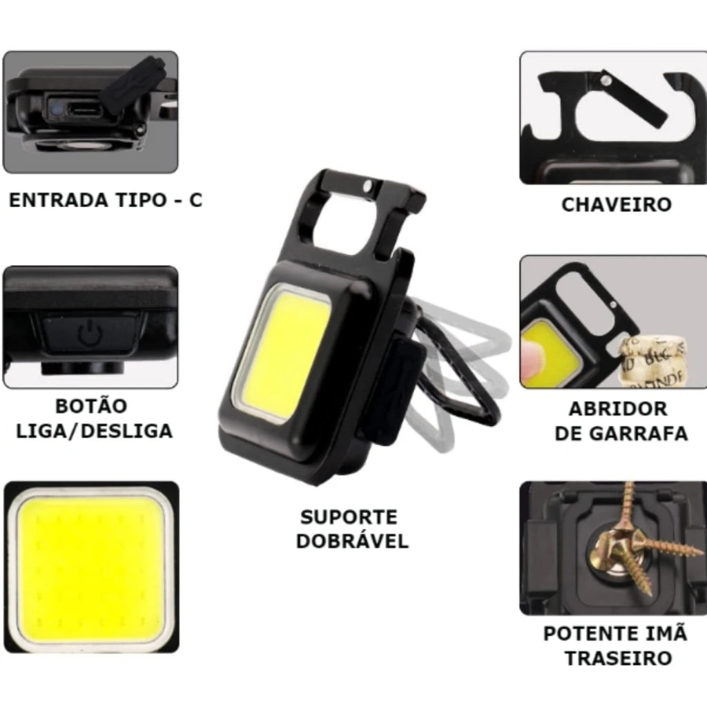 Mini Lanterna Com Led 4 Modos de Luz 4 Funções, Abridor De Garrafas E Abridor Portátil