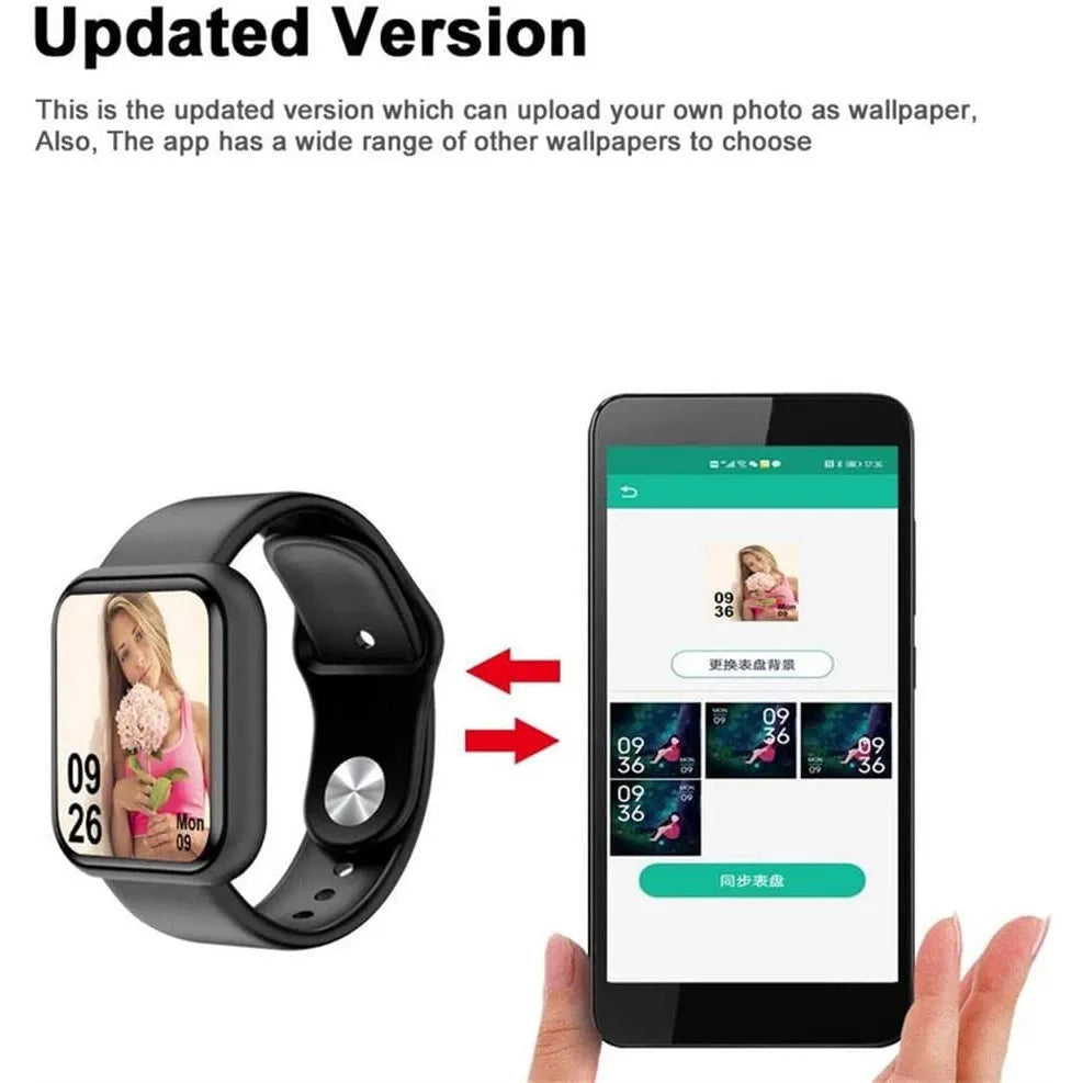 Smartwatch D20 - Relógio Inteligente y68 Esportivo Bluetooth Android/iOS - Com foto Na Tela