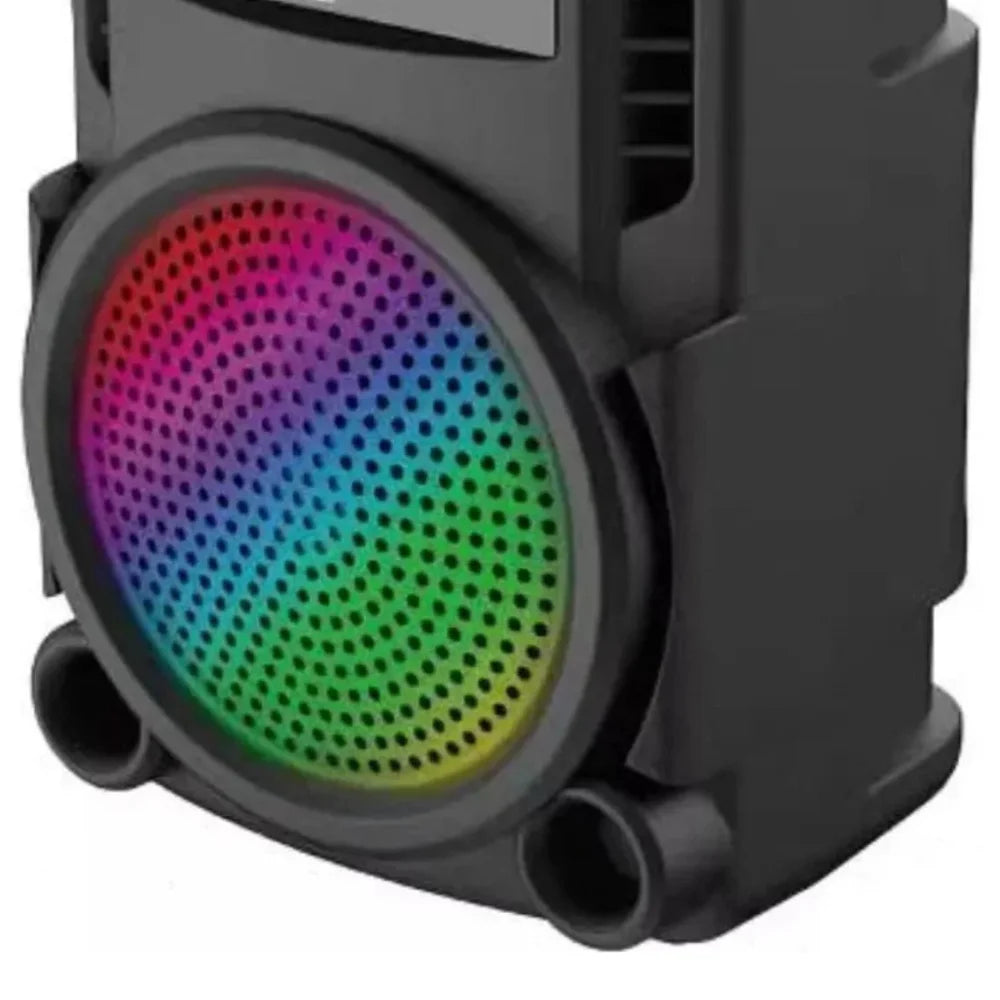Caixa de Som Portátil Bluetooth com LED Rádio FM USB e SD Musica