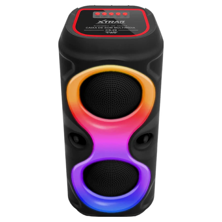 Caixa de som Bluetooth Portátil AltoFalante LED RGB, FM, USB, TWS, 30W