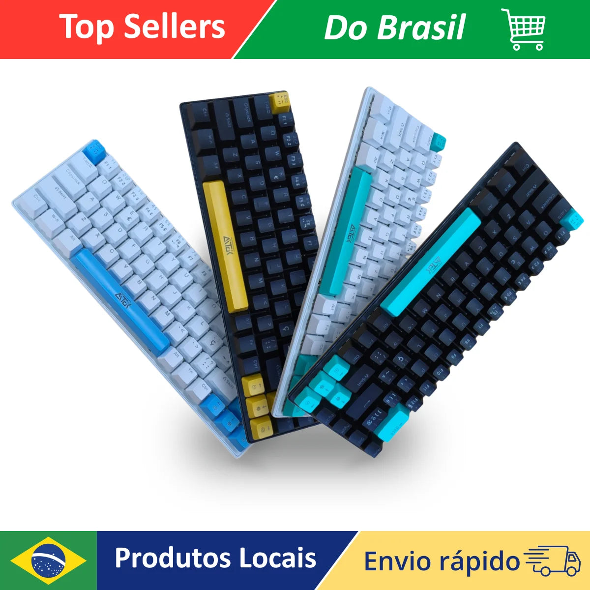 Teclado Mecânico Gamer RGB 60% Layout ABNT2 Compacto Com 68 Teclas Para PC E Notebook Melhore Sua Performance Nos Jogos
