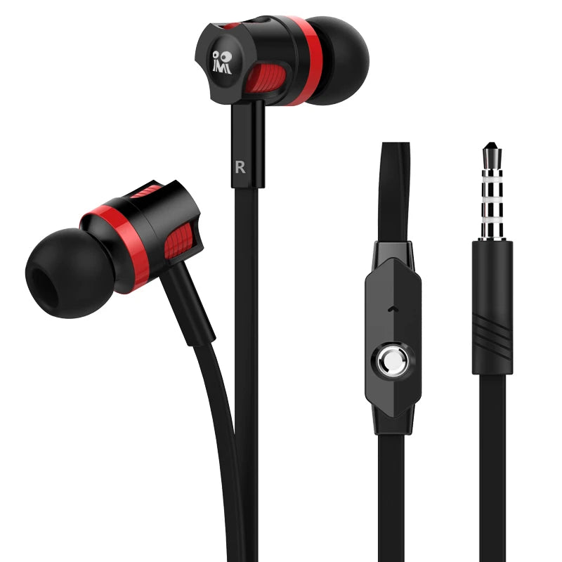 Fones de ouvido extra graves com fio fone de ouvido 3.5mm com microfone estilo macarrão наушники esporte fone para samsung