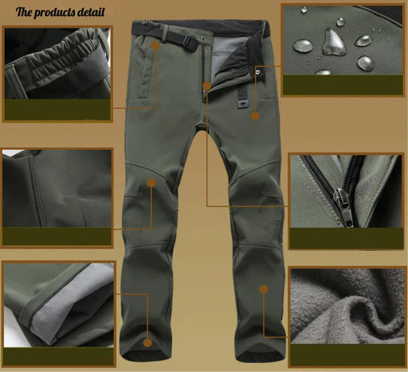 Calças de inverno casca macia impermeável à prova de vento calças de lã dos homens esportes ao ar livre trekking acampamento caminhadas montanha esqui