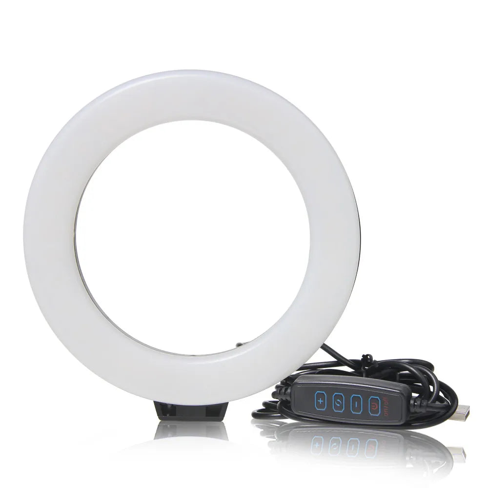 6 Polegada mini led selfie anel luz desktop lâmpada de vídeo com tripé suporte plug usb para youtuber vlog estúdio maquiagem ao vivo
