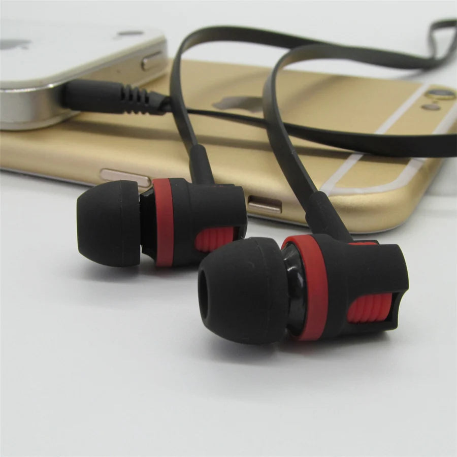 Fones de ouvido extra graves com fio fone de ouvido 3.5mm com microfone estilo macarrão наушники esporte fone para samsung