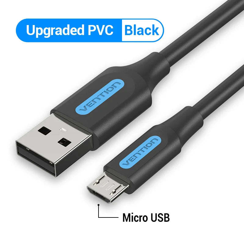 Vention-micro usb 3a cabo de nylon, carregador rápido, tipo c, download de dados, para samsung, xiaomi, lg, android