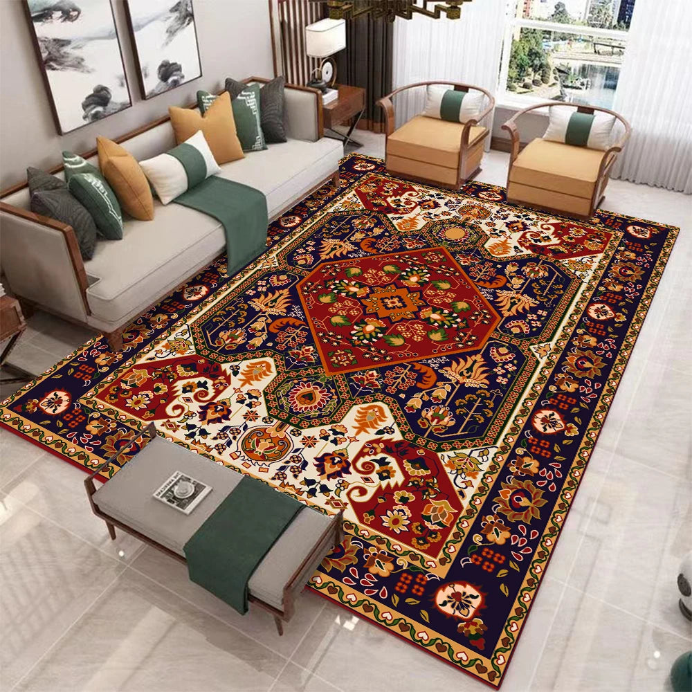 Europeu retro grande tapete para sala de estar decoração de luxo antiderrapante quarto vestiário lavável tapete macio