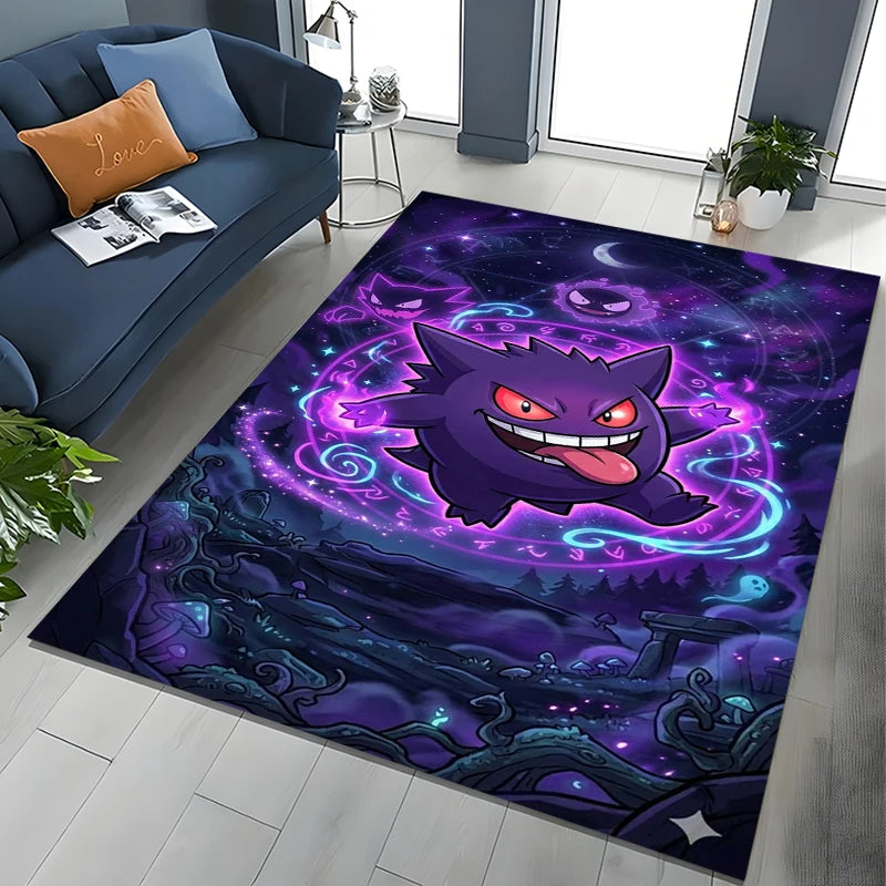 Tapete de Área Potdemiel Pokémon Gengar para Sala de Estar, Decoração de Casa, Tapete de Chão para Engatinhar Infantil e Tapete de Jogo para Sala de Estar