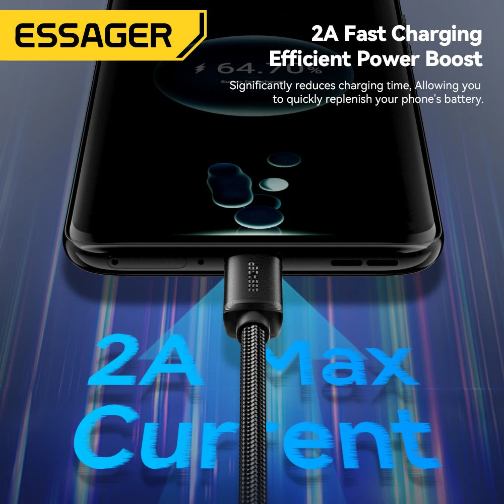 Essager cabo micro usb 2a cabo usb de carregamento rápido para telefone móvel carregador de dados usb fio 3m