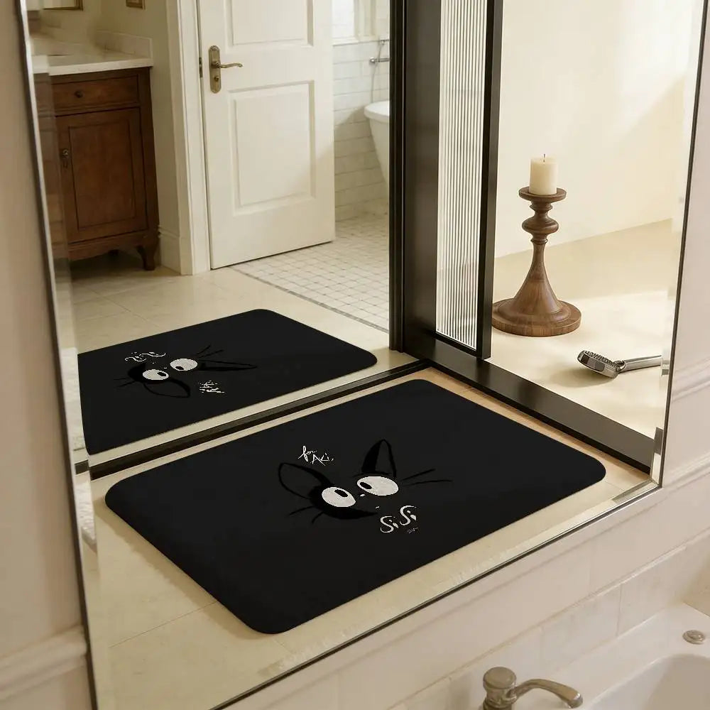 Tapetes de Quarto KiKi Jiji Retro com Múltiplas Opções para Sala de Estar e Cozinha, Tapete Antiderrapante de Boas-Vindas
