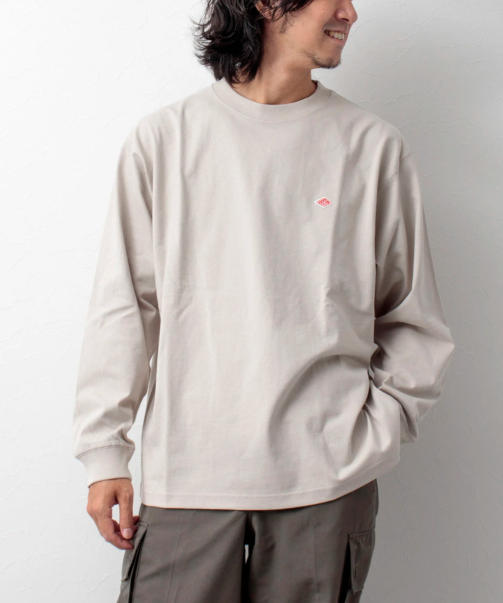 Primavera exportada para o japão estilo clássico moda sólida simples solta manga longa camiseta de algodão topo homem pequena ícone bordado t