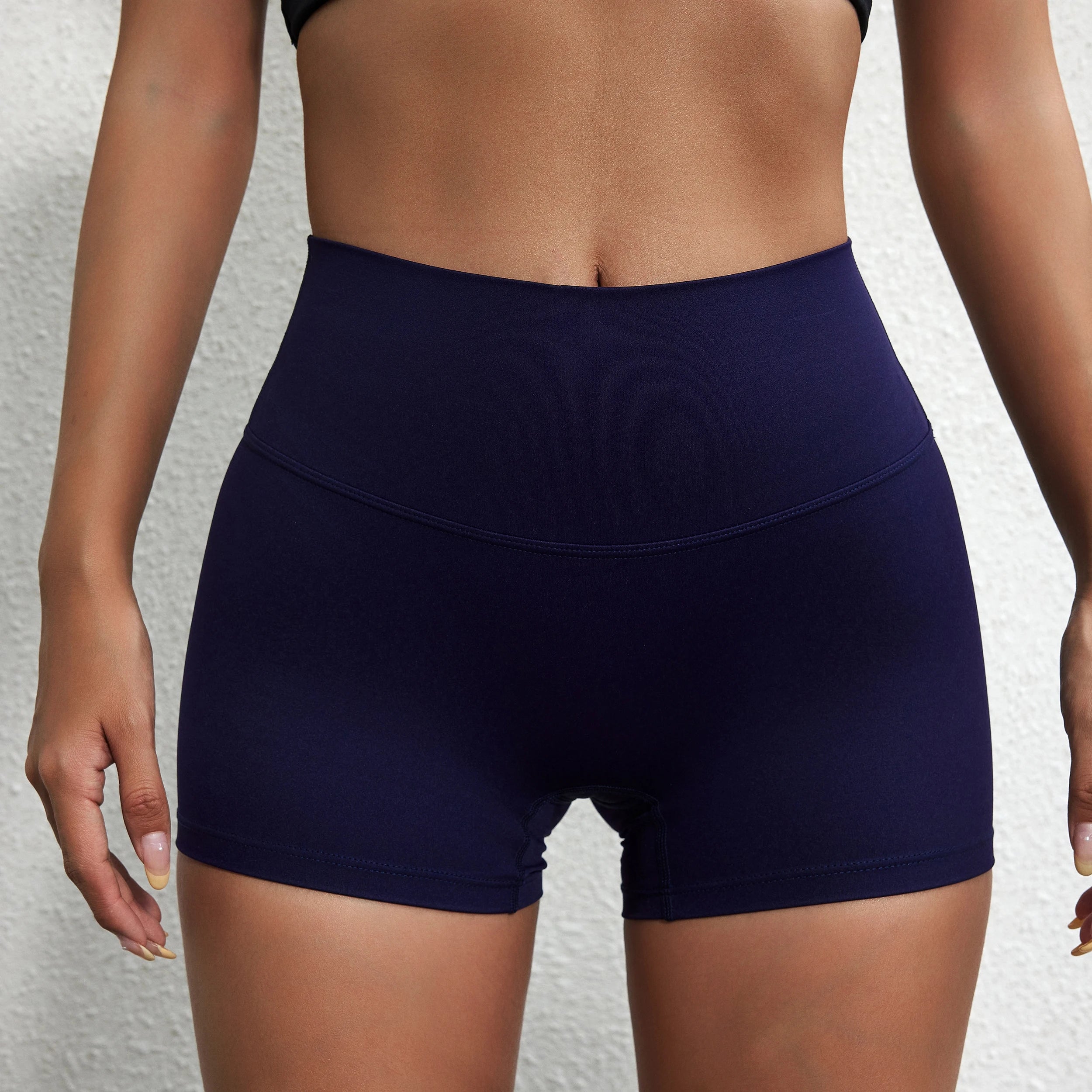 Sexy cor sólida cintura alta atlético yoga perna curta ciclismo feminino fitness esporte curto treinamento abrangente jogging agachamento à prova