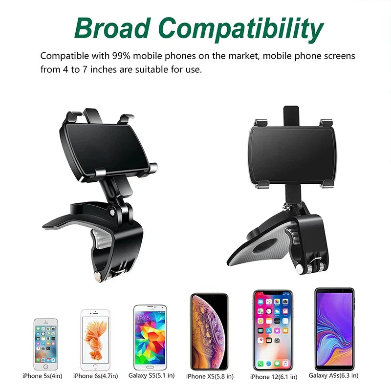 Universal 360 °   Suporte de telefone para carro com rotação, clipe para painel de carro, suporte de navegação gps