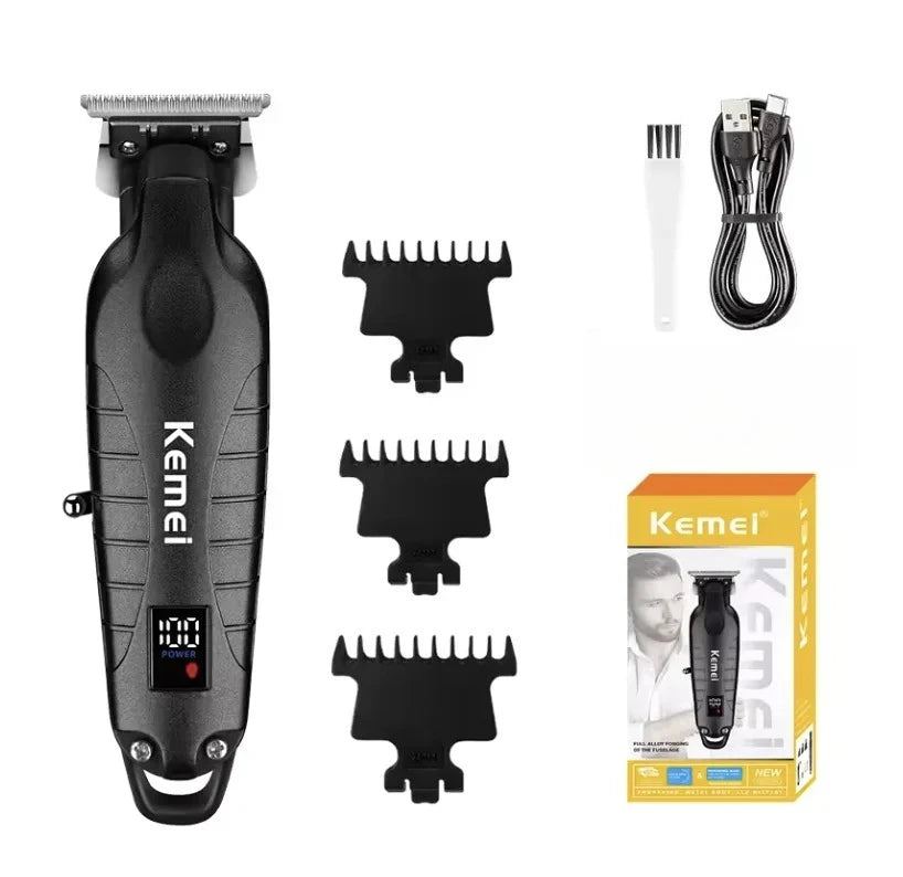 Máquina de Corte Profissional Kemei KM-1995 KM-2293 KM-T95, Aparador de Cabelo Elétrico com Display LCD