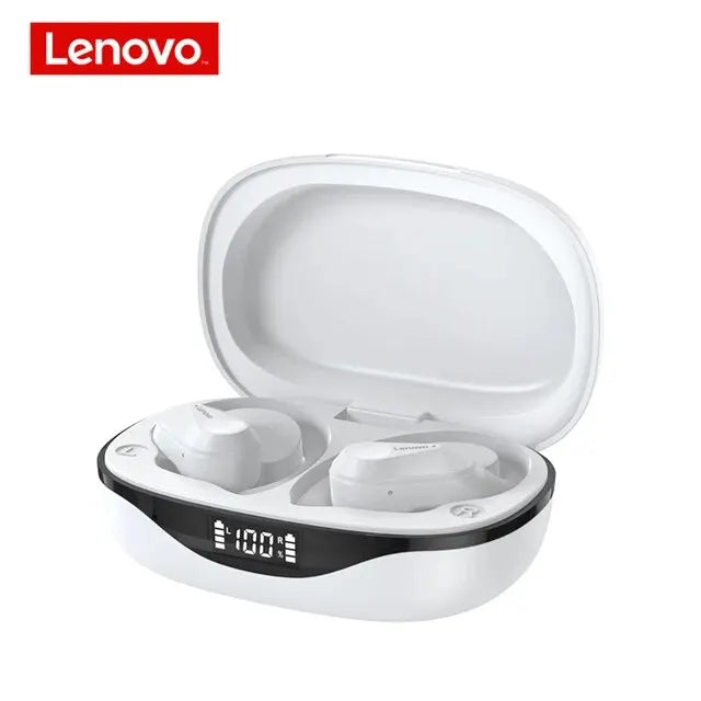 Lenovo-Fones de Ouvido Esportivos Sem Fio com Microfone, Controle de Botão, Display LED Power, Som Stereo Hifi, Bluetooth 5.3 TWS Headphones, LP75