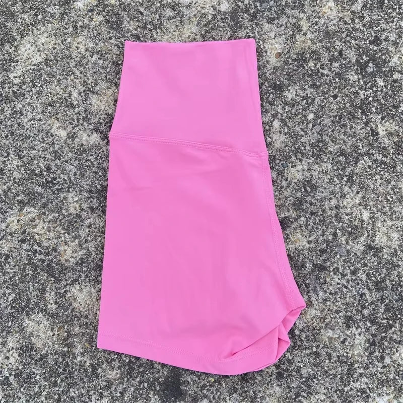 Sexy cor sólida cintura alta atlético yoga perna curta ciclismo feminino fitness esporte curto treinamento abrangente jogging agachamento à prova