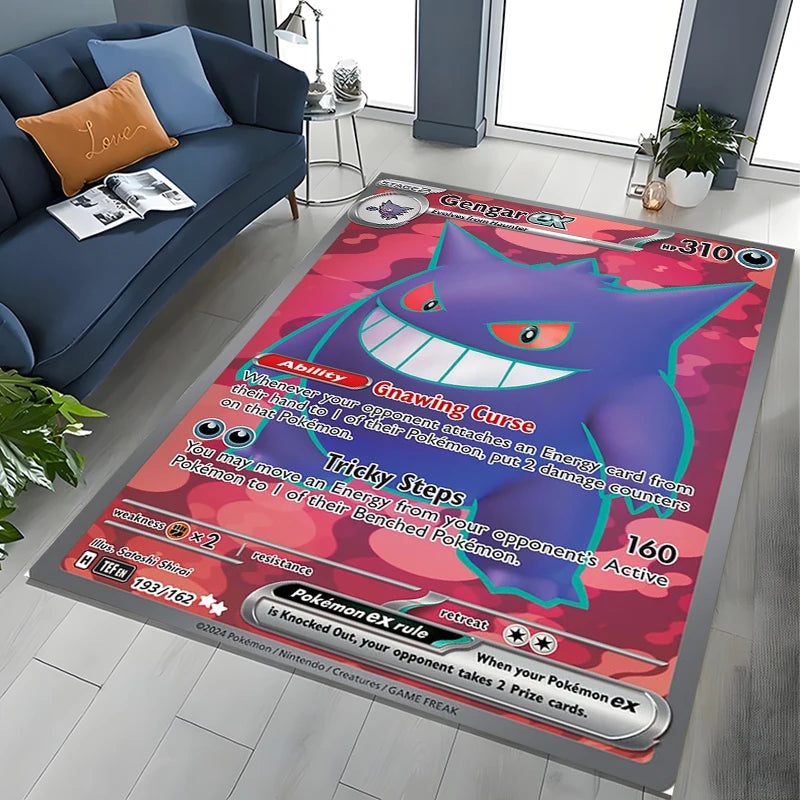Tapete de Área Potdemiel Pokémon Gengar para Sala de Estar, Decoração de Casa, Tapete de Chão para Engatinhar Infantil e Tapete de Jogo para Sala de Estar