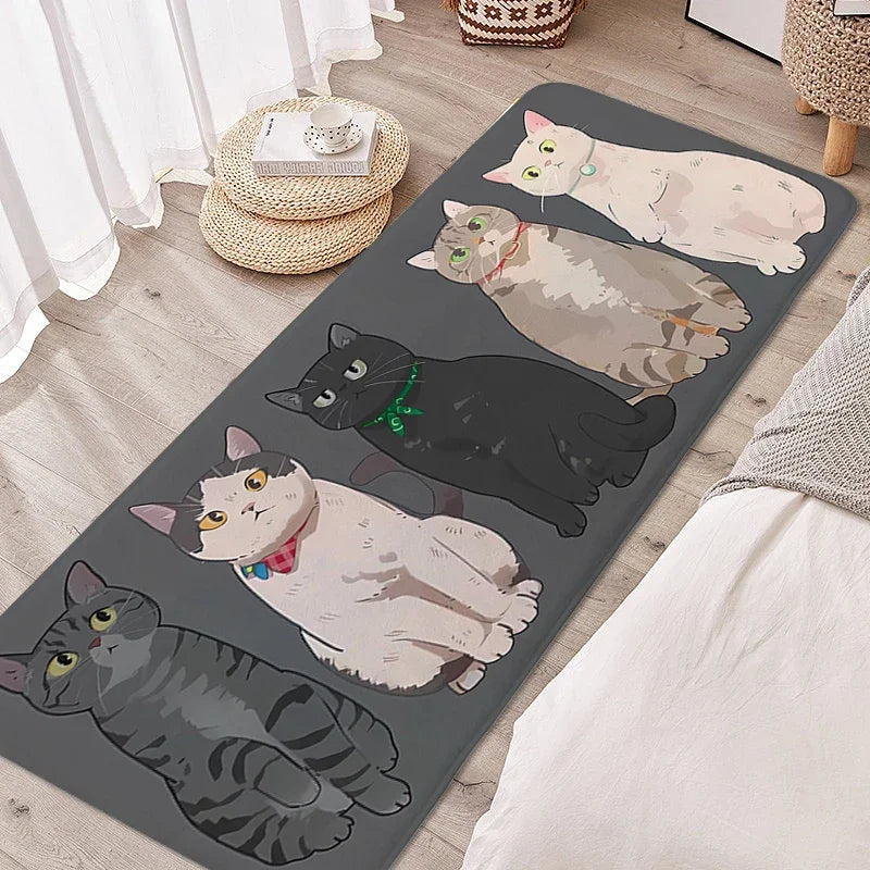Tapete para quarto infantil, gato preto, adorável, quarto infantil, antiderrapante, banheiro, porta de entrada, decoração de casa