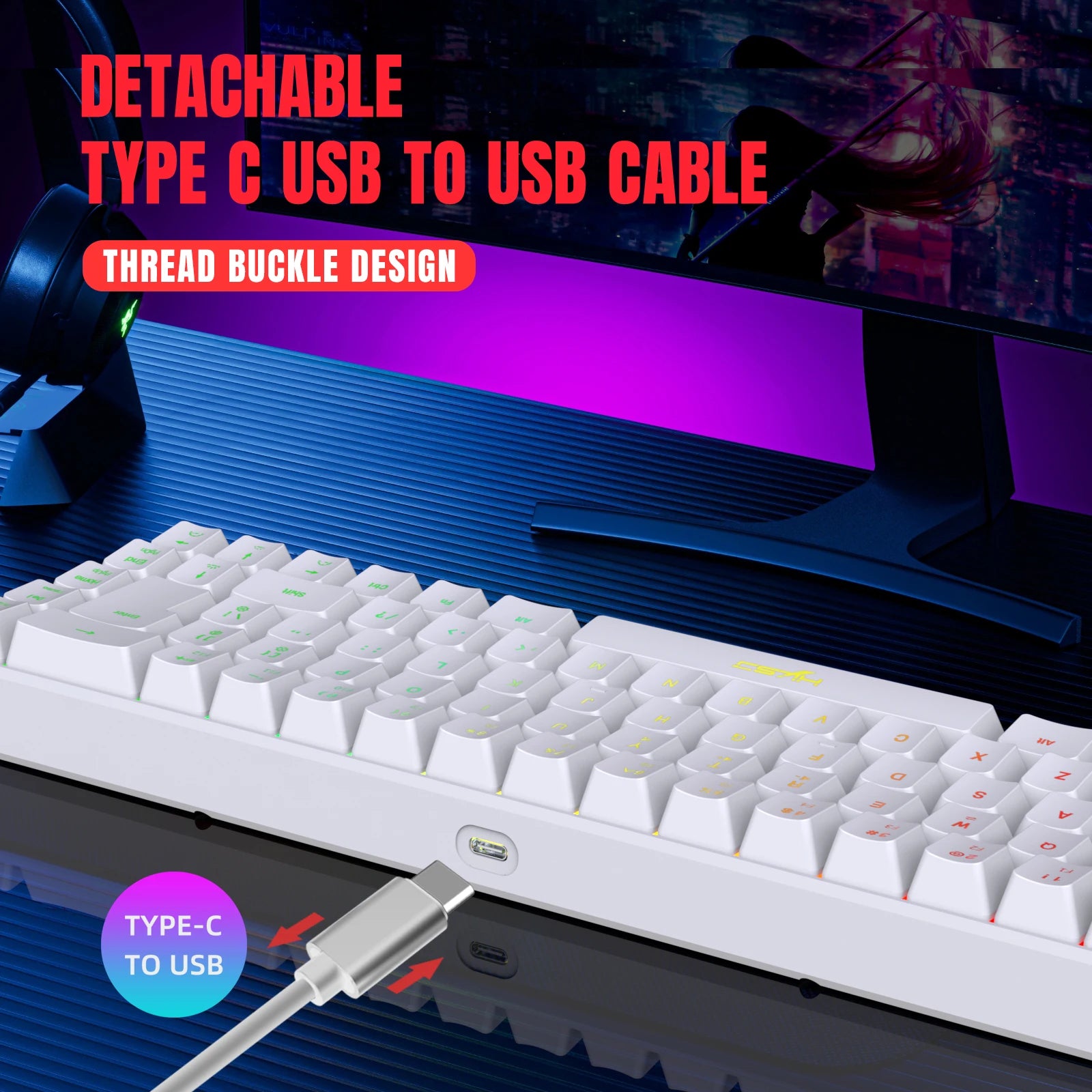 68 teclas teclado para jogos usb com fio portátil 20 rgb backlight espanhol coreano russo teclado para windows laptops computador