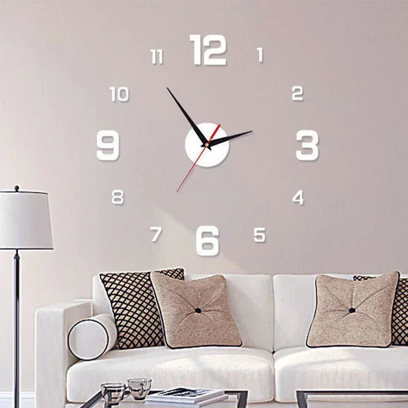 Simples Design Moderno Relógio Digital DIY, Relógio de Parede Silencioso, Decoração de Casa, Adesivo de Parede Sem Soco