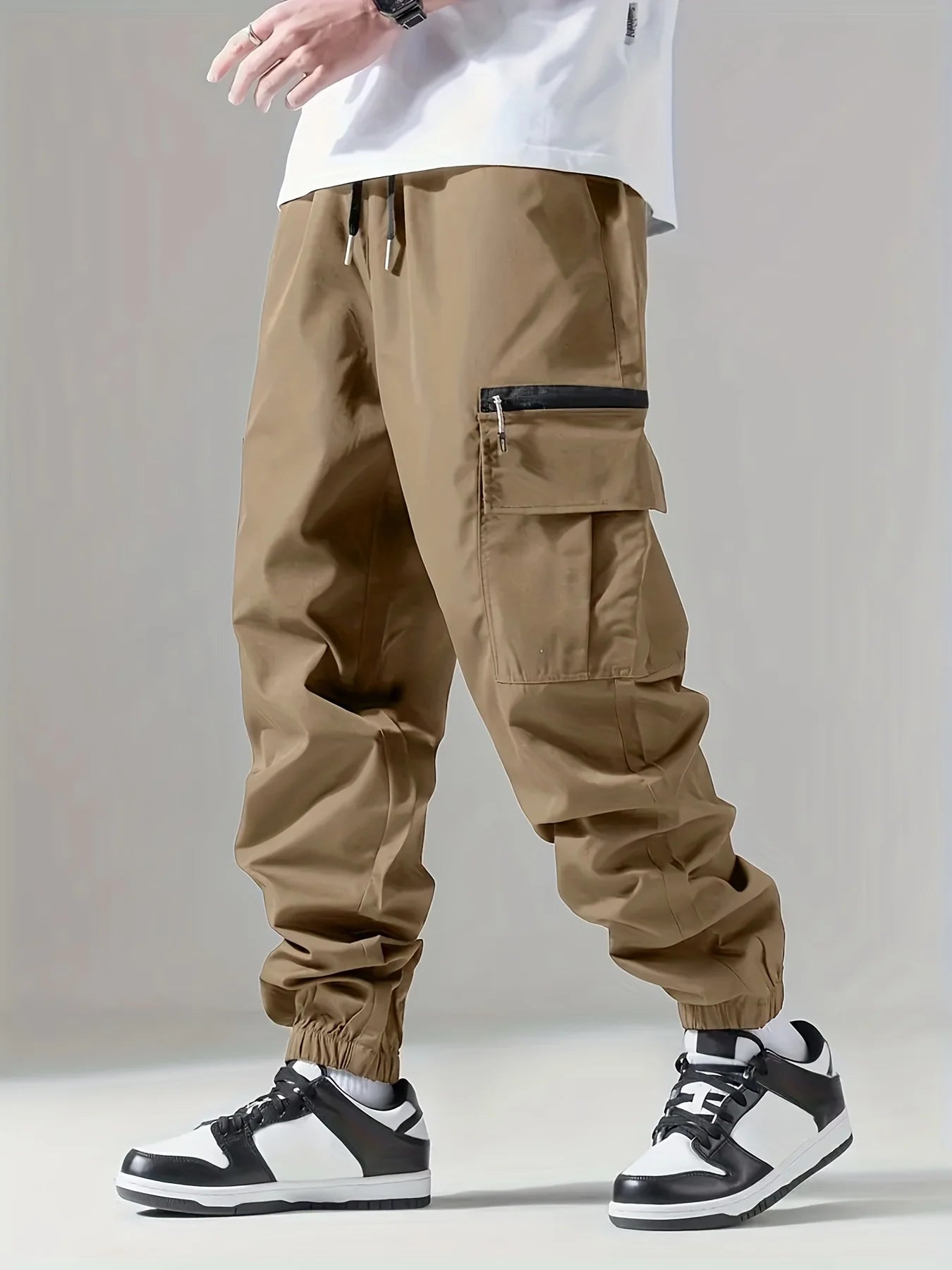 Calça cargo multibolso masculina, calça fina, confortável e respirável, casual ao ar livre, veste, ciclismo, 004