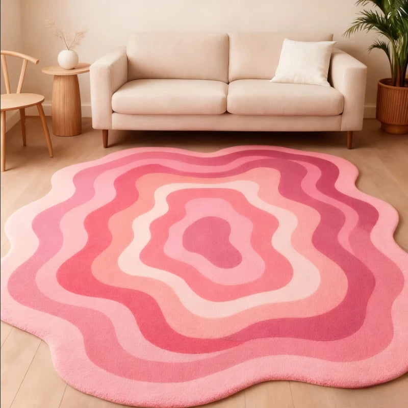Estilo moderno decoração do quarto tapete irregular grande área para sala de estar engrossado pelúcia gradiente tapete fofo macio