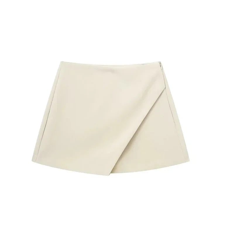 Hxao skort para mulher de cintura alta branco preto saia calças mulher verão 2024 assimétrico cáqui saia shorts casual feminino skort