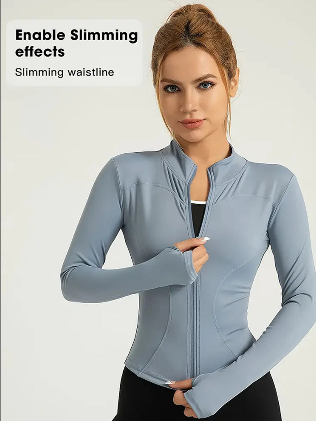 Roupa de fitness de manga comprida feminina internet celebridade emagrecimento gola alta jaqueta esportiva roupas de treinamento emagrecimento correndo