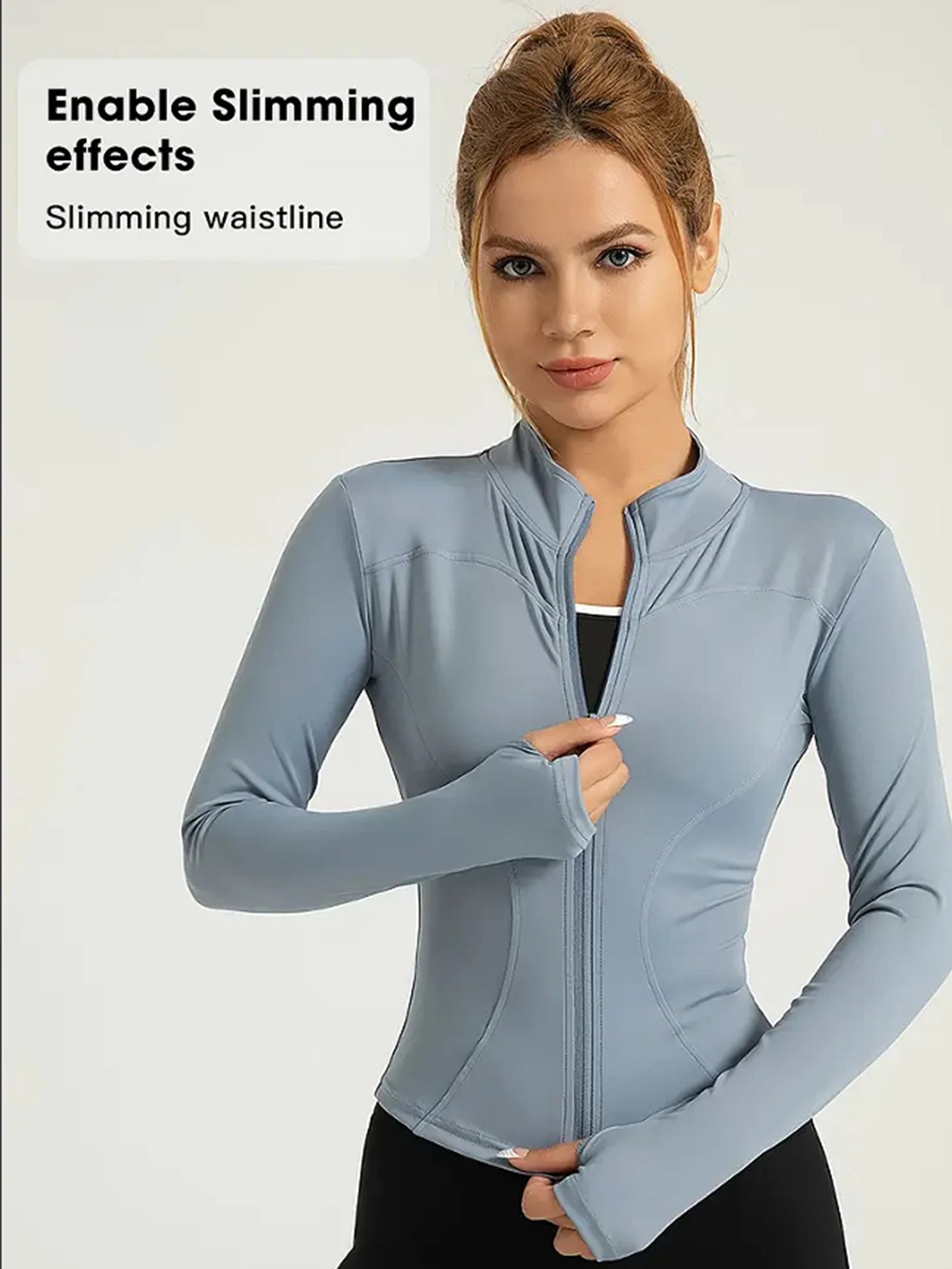 Roupa de fitness de manga comprida feminina internet celebridade emagrecimento gola alta jaqueta esportiva roupas de treinamento emagrecimento correndo