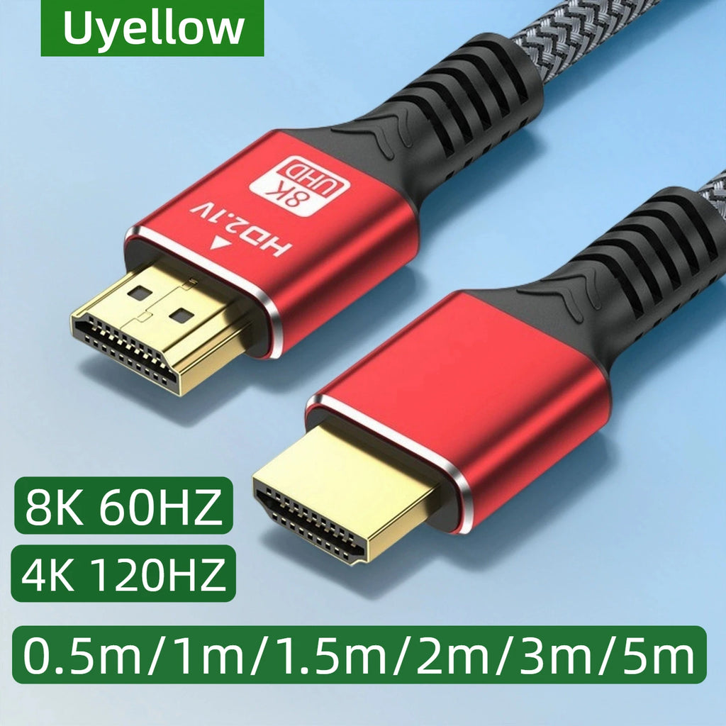 Uyellow 48gbps hdmi-cabo 8k 60hz 50cm 1m 2m 3m 5m hdmi-compatível 2.1 cabo 4k 120hz hdr 3d efeito vídeo para hdtv pc