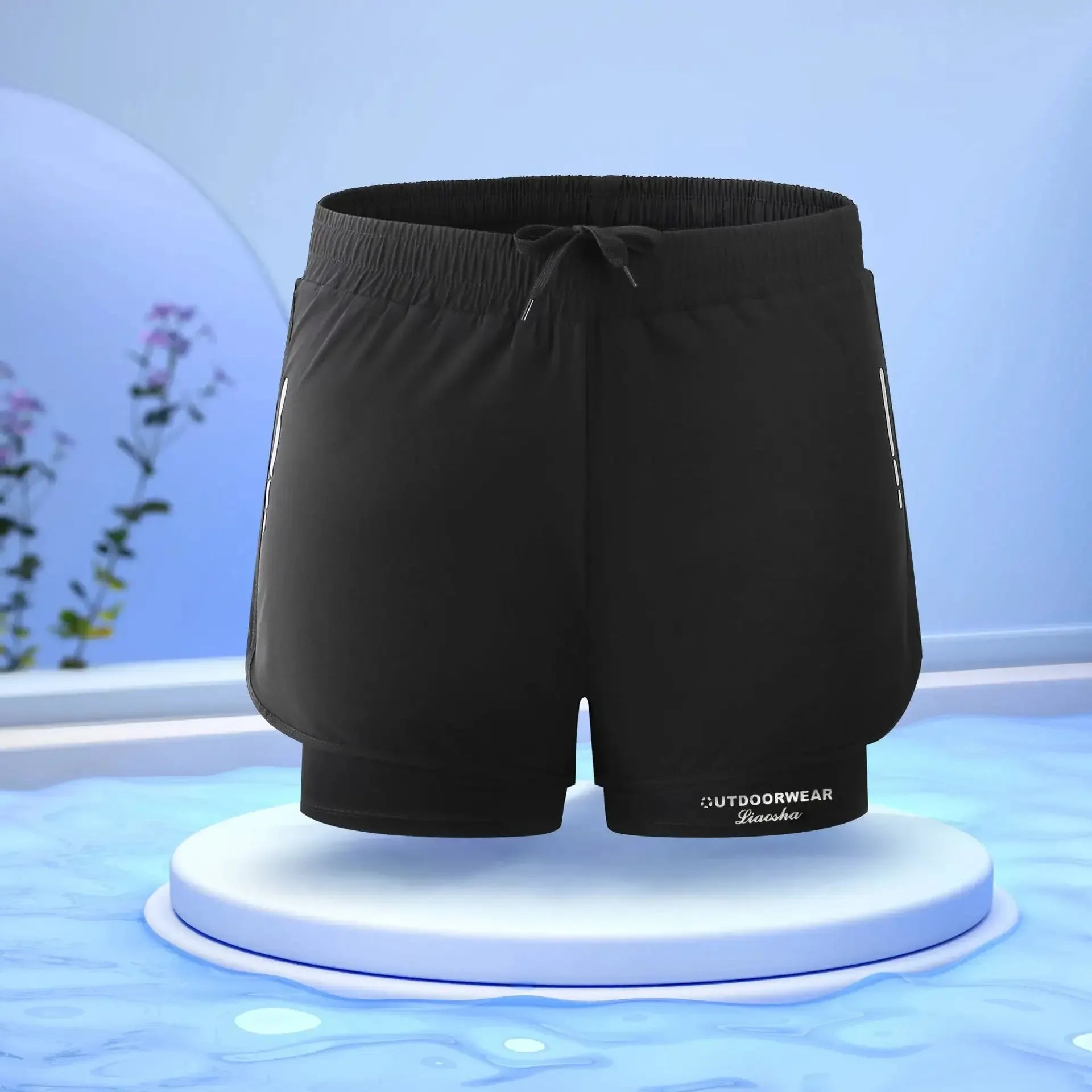 Calções de banho masculinos de secagem rápida com forro de compressão para praia, piscina, corrida e academia