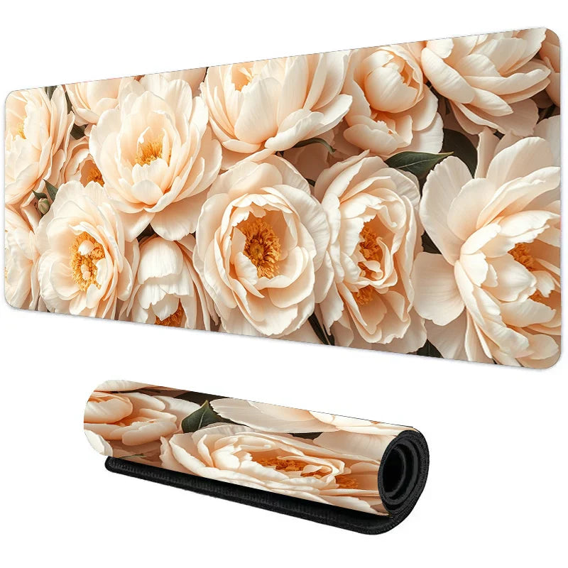 Tapete de mouse com planta floral verde botânica, tapete de mesa grande, acessórios de jogos antiderrapantes, bordas costuradas para escritório e casa