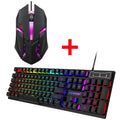 Teclado mecânico retroiluminado kebidumei com 104 teclas, teclado para jogos com fio, conjunto de teclado e mouse luminosos para jogadores, pc, laptop, escritório