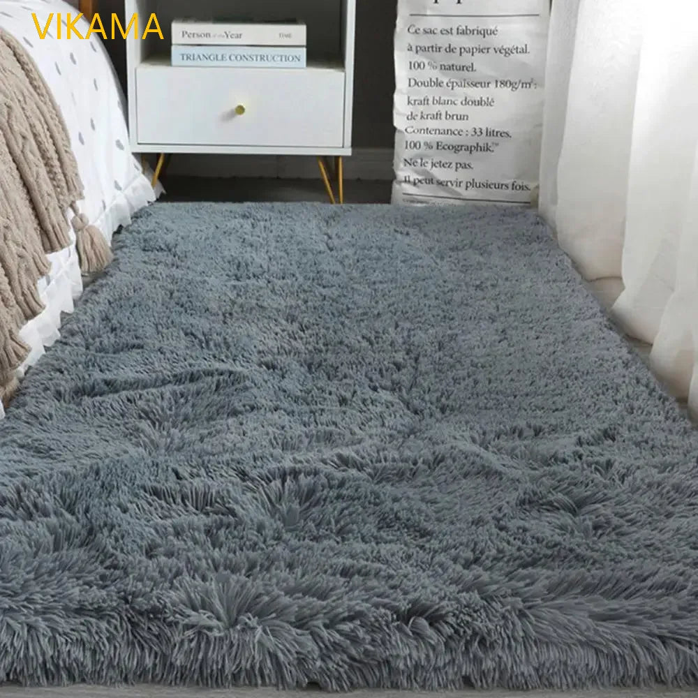 VIKAMA-Tapete simples de lã de seda, cobertor de cama monocromático, mesa de café, quarto e sala, macio de alto grau