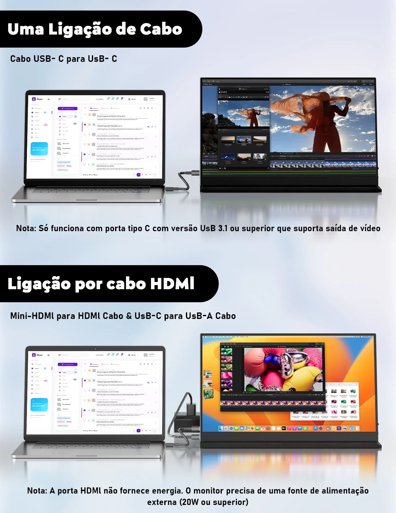 Amoudo 15.6 Polegada monitor portátil 1920x1080p display móvel ips painel lcd penhole suporte vesa udc mini hdmi estender display