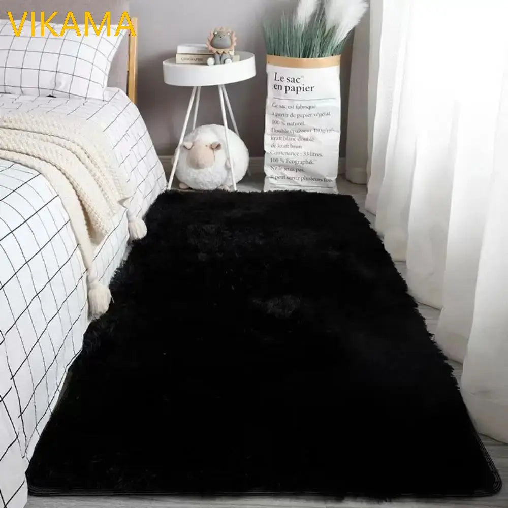 VIKAMA-Tapete simples de lã de seda, cobertor de cama monocromático, mesa de café, quarto e sala, macio de alto grau