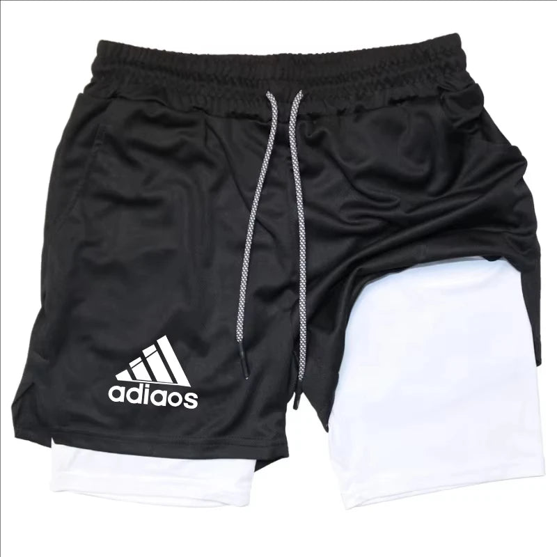 Shorts de compressão masculino verão ginásio fitness correndo treinamento esportes shorts dois-em-um malha respirável shorts de secagem rápida