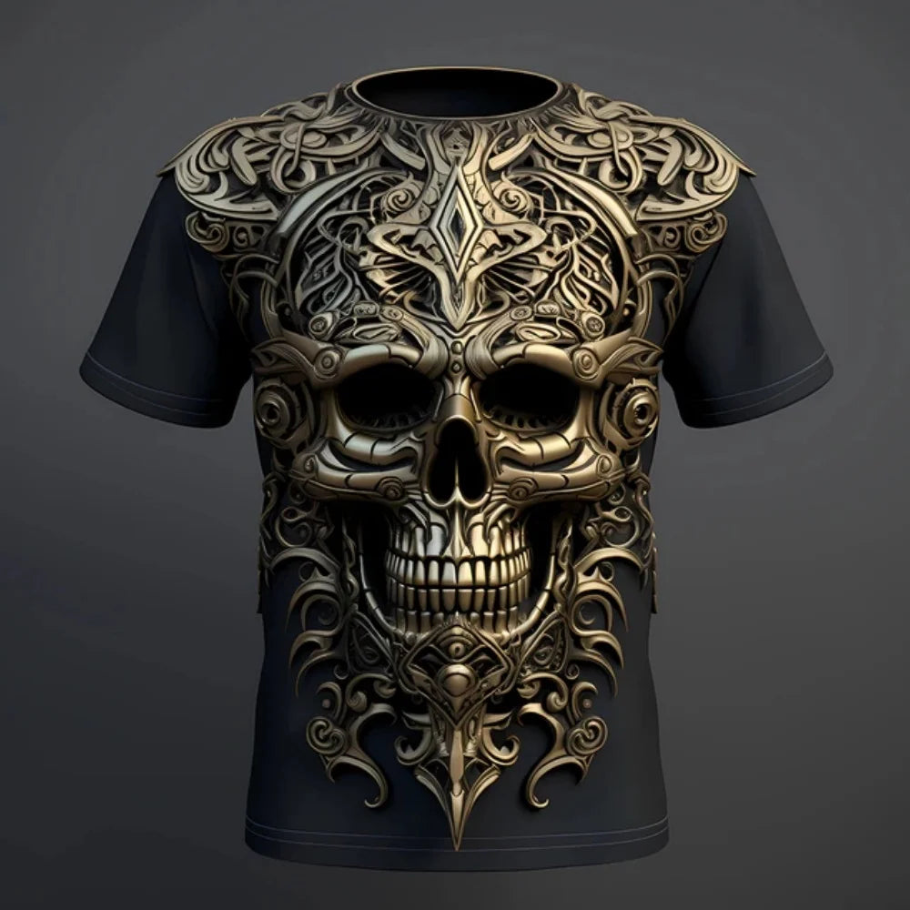 2024 verão nova camiseta masculina harajuku aranha crânio 3d impresso camiseta roupas masculinas moda punk t casual street wear camiseta